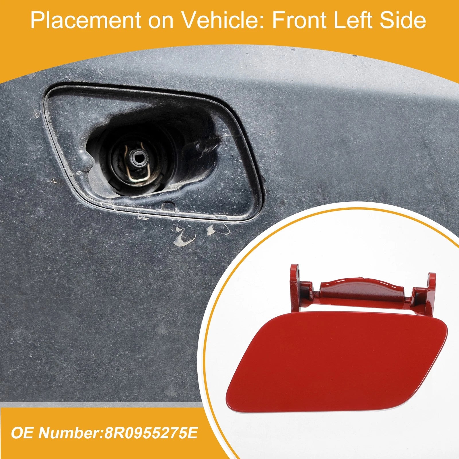 Front Left Washer Nozzle Cover Cap for Audi Q5 (2013–2017) Red