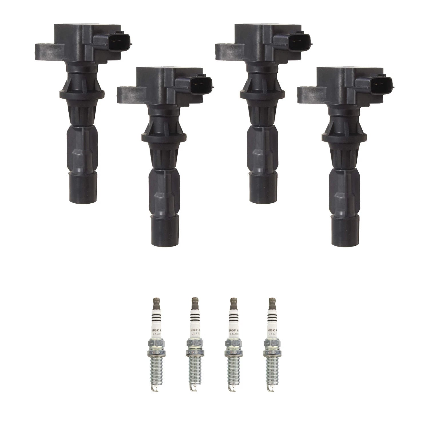Set of 4 Ignition Coils & NGK Ruthenium Spark Plugs for Mazda 3 Sport (2010–2013)