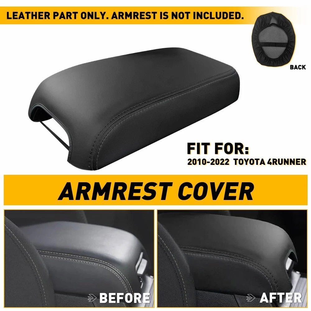 Leather Middle Console Lid Armrest Cover for Toyota 4Runner (2010–2022)