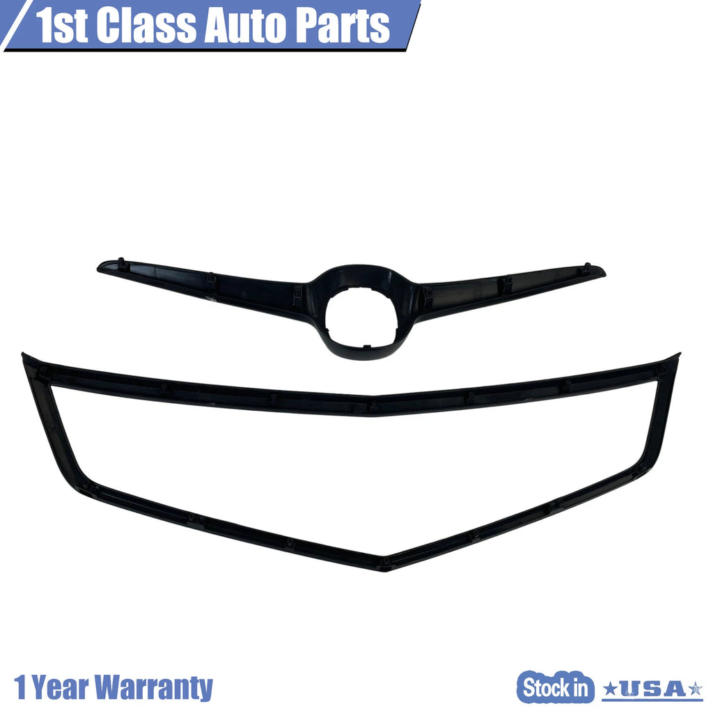 2X Front Bumper Grille Trim for Acura TSX (2006-2008) Black Light