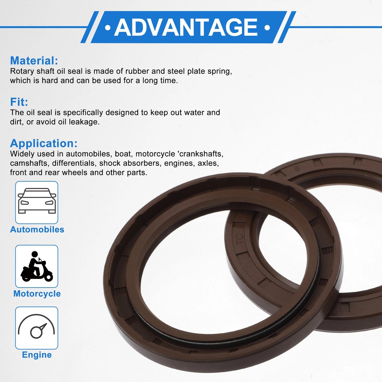 2X Oil Seal Rotary Shaft Seal FKM Rubber 58x80x8mm  