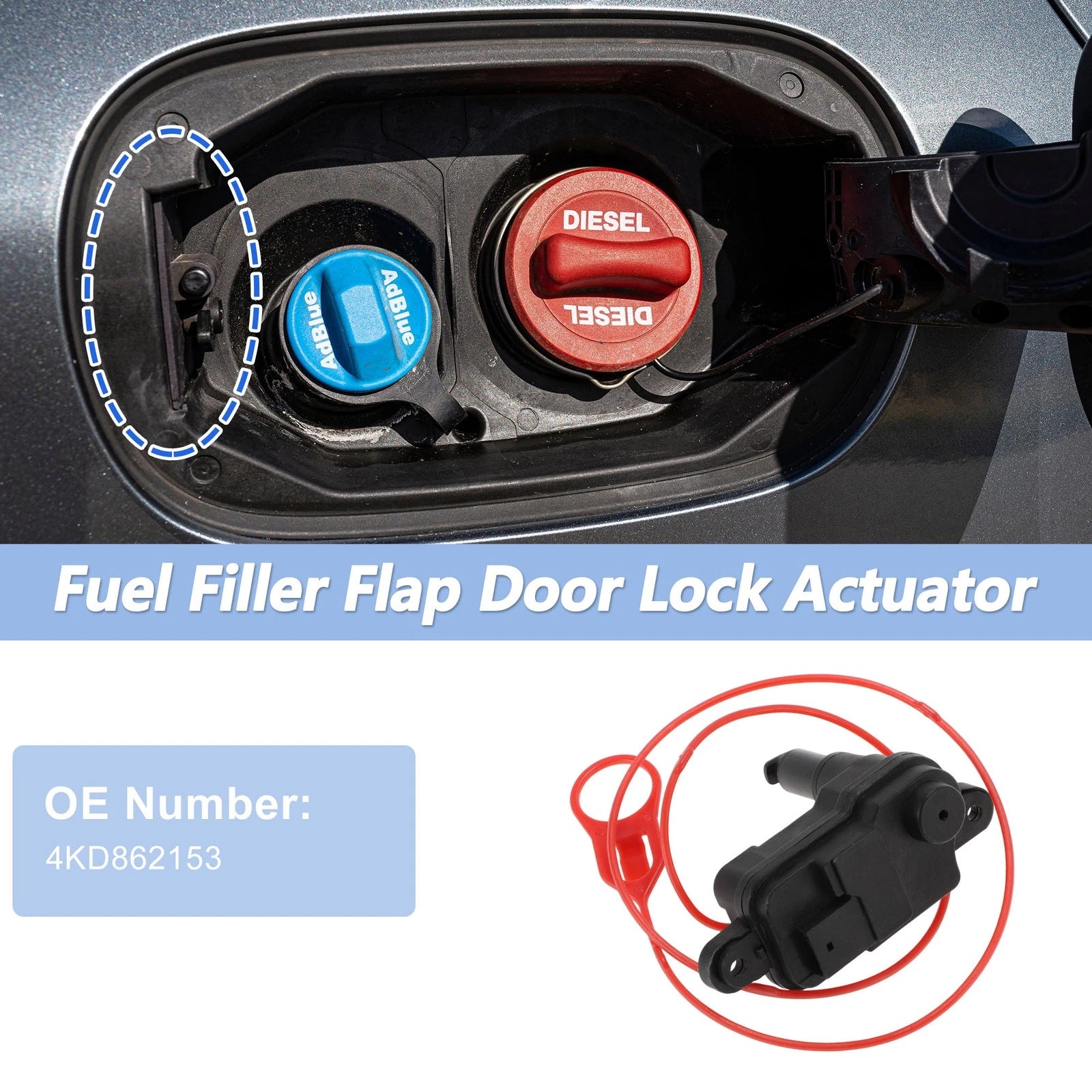 4KD862153 Fuel Filler Flap Door Latch Lock Actuator Motor for Audi A6 (2019–2023)
