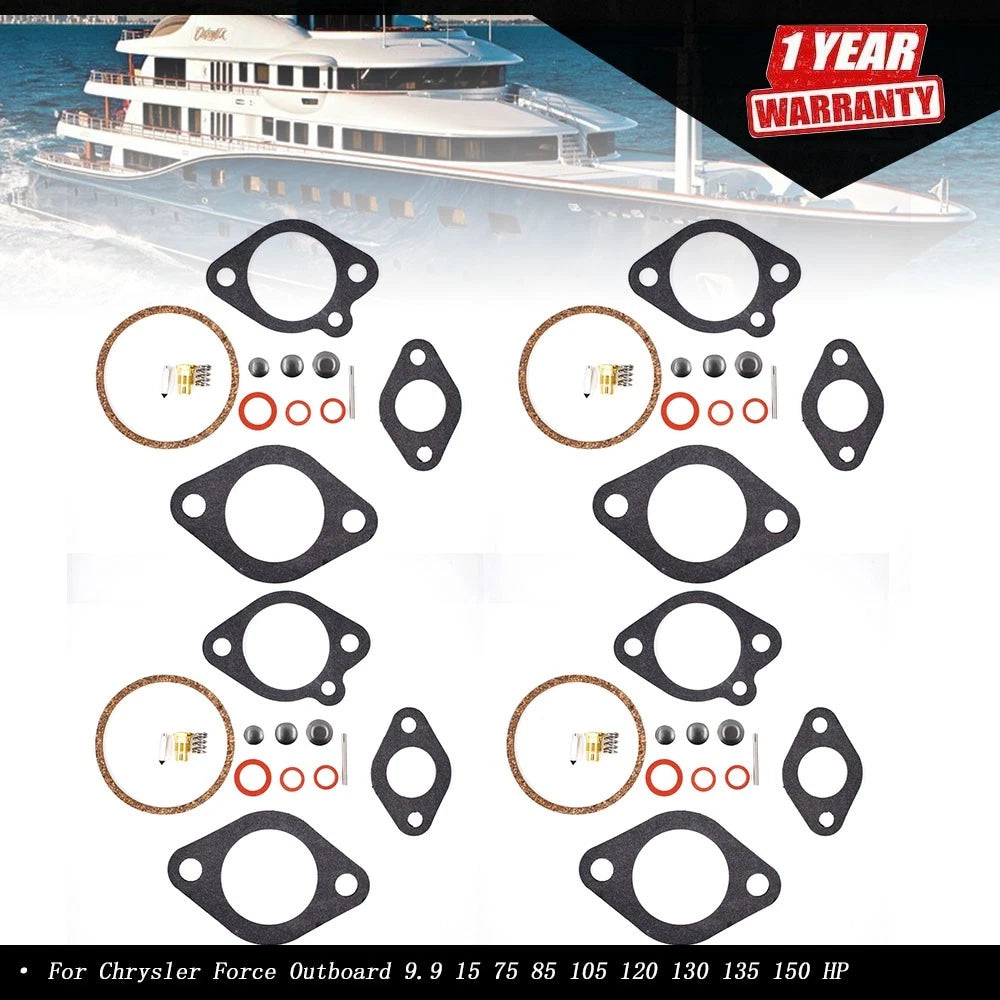 Set of 4 Carb Kits for Chrysler Force Outboard (9.9–150 HP)