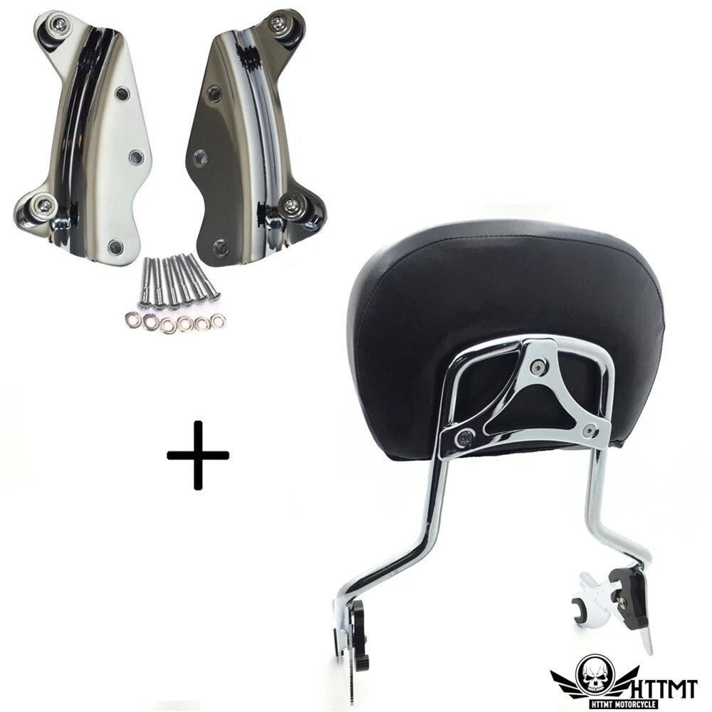 Chrome Backrest Sissy Bar Pad Docking for Harley Touring Road King (2009–2013)