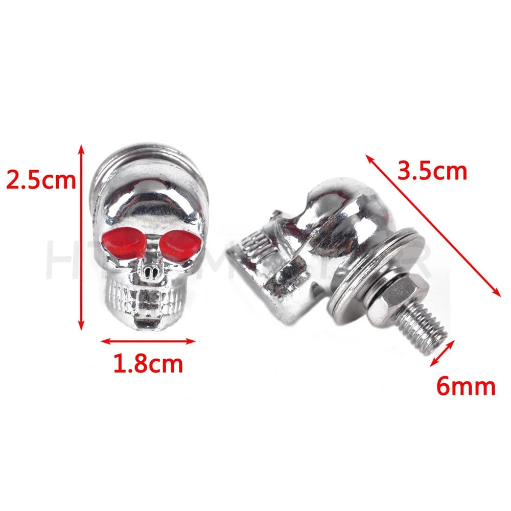2pcs Chrome Skull License Plate Frame Bolts for Harley
