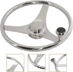 3 Spoke Stainless Steel Steering Wheel for Marine Boat (13.5 Inch)