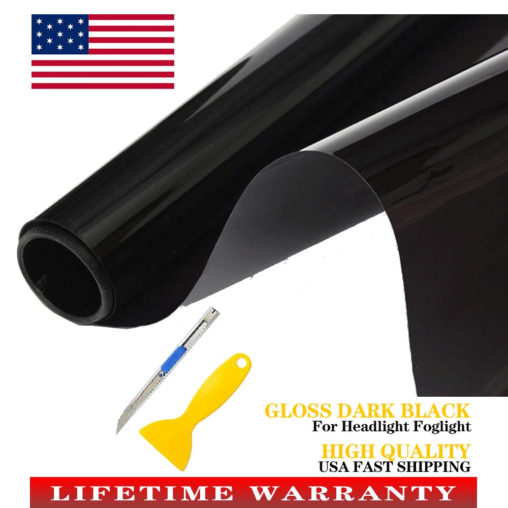 12"x72" Smoke Vinyl Tint Film for Headlights Taillights Fog Lights