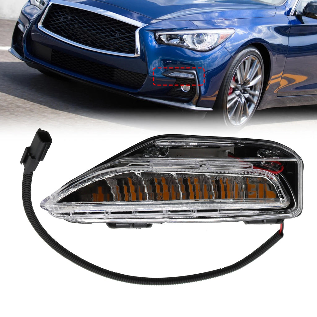 Front Left Turn Signal Light for Infiniti Q50 Q50s (2014–2020) LH Amber