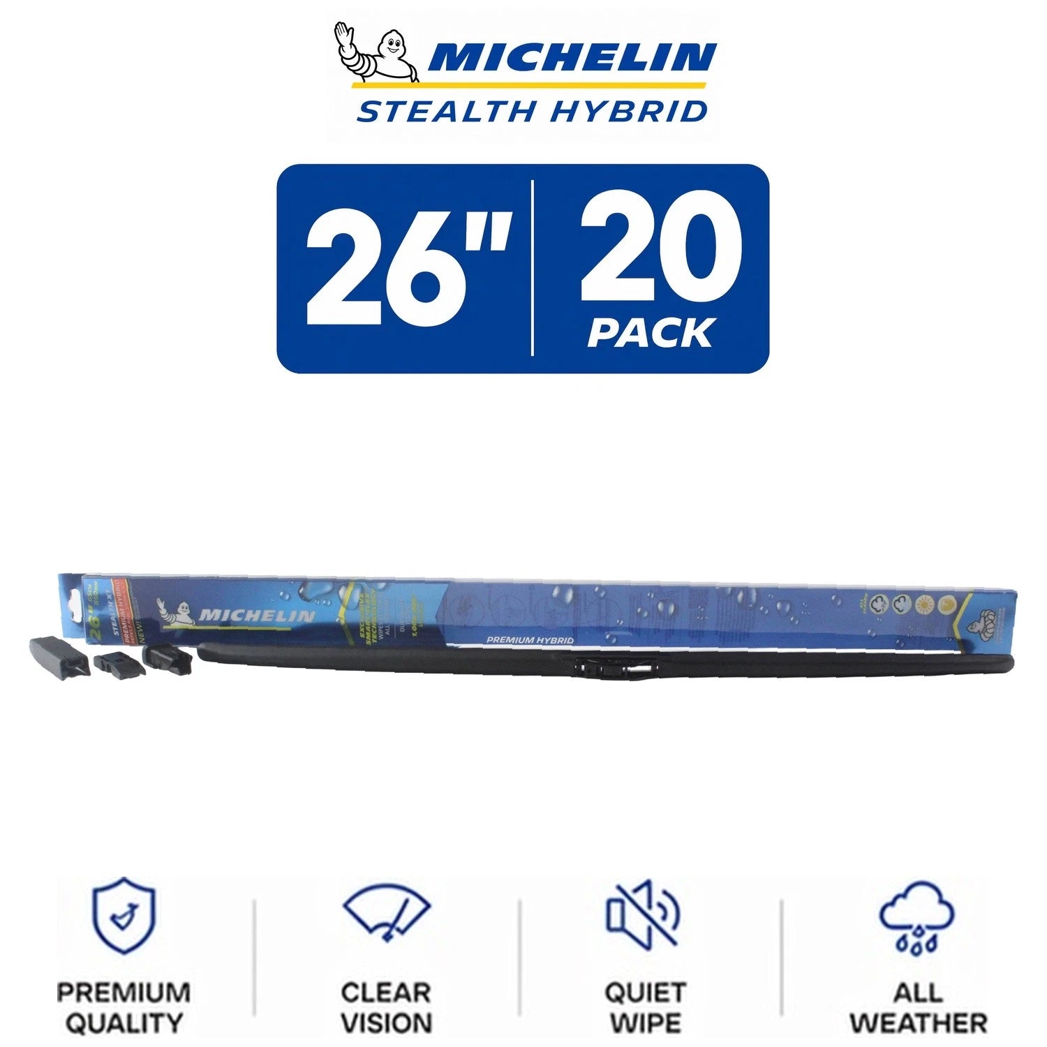 Set of 2 Michelin Stealth Hybrid Wiper Blades for All-Climate (20-Pack)