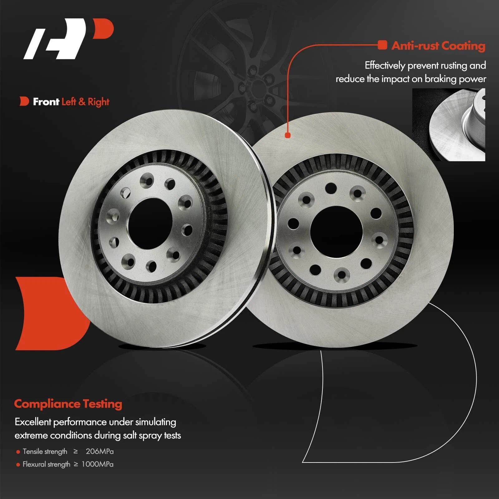 Front Disc Brake Rotors & Ceramic Pads for Ford Taurus (2008-2009)