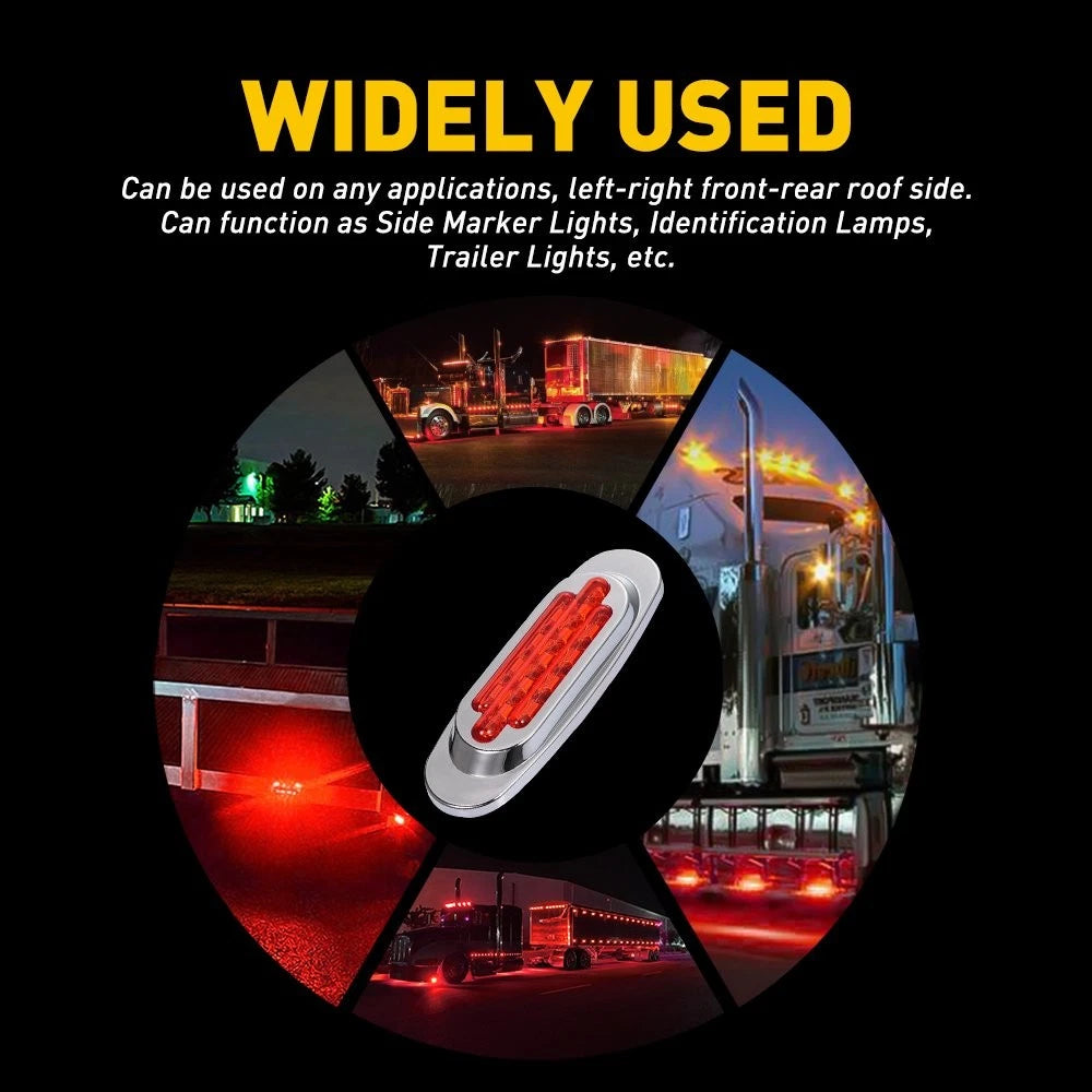 2X Red 16 LED Side Marker Clearance Lights for Trailer Truck RV (6.37")