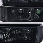 Smoked Corner Headlights and Signal Bumper Lamp for Chevy Silverado (2003–2007)