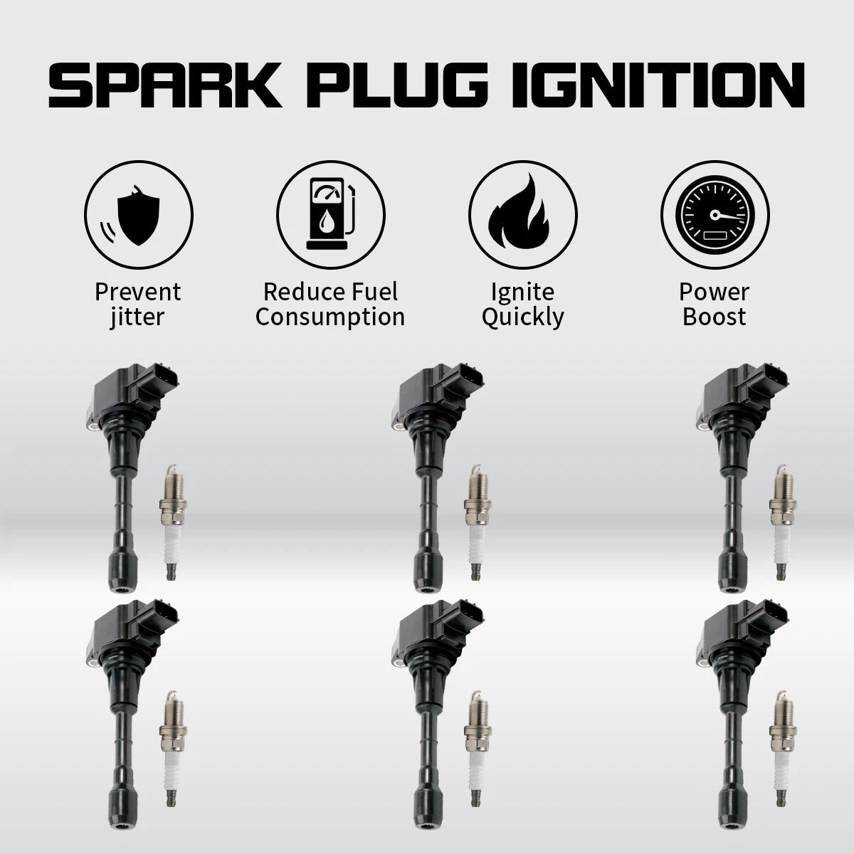 Set of 6 Ignition Coils & 6 Iridium Spark Plugs for Nissan Maxima (2009–2020) UF550