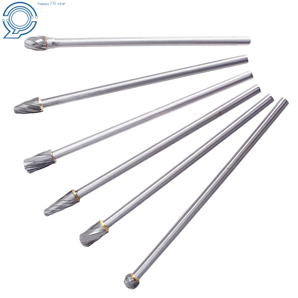 6X Rotary Aluminum 10mm Cut Burrs for Long Reach Carbide Burs 1/4" Shank