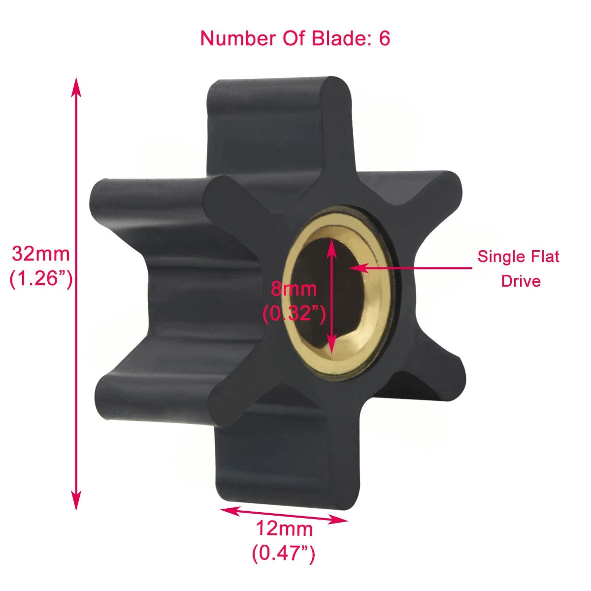 Jabsco Pump Flexible Impeller for (14750-0003, 128170-42070, 128176-42071)