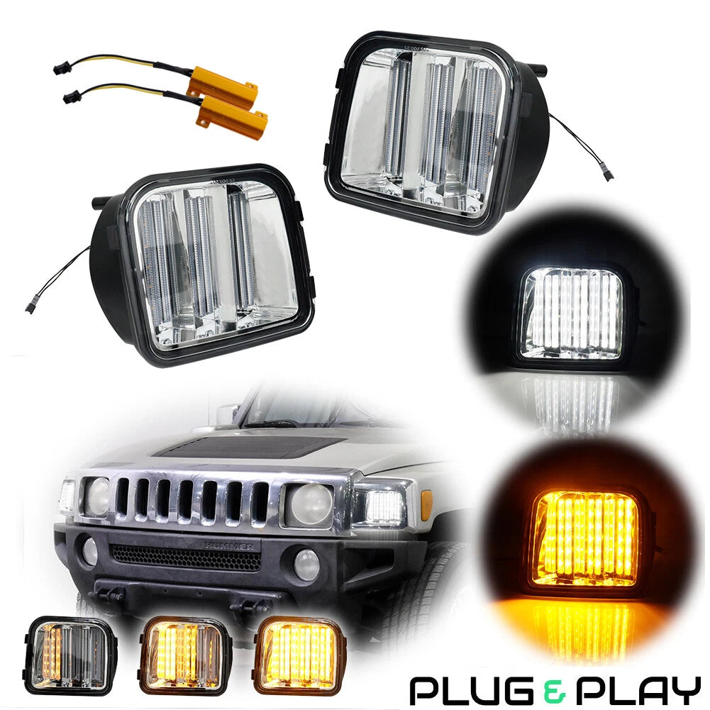 Dynamic Amber & White Parking Turn Signal Lights for Hummer H3 (2006–2009)