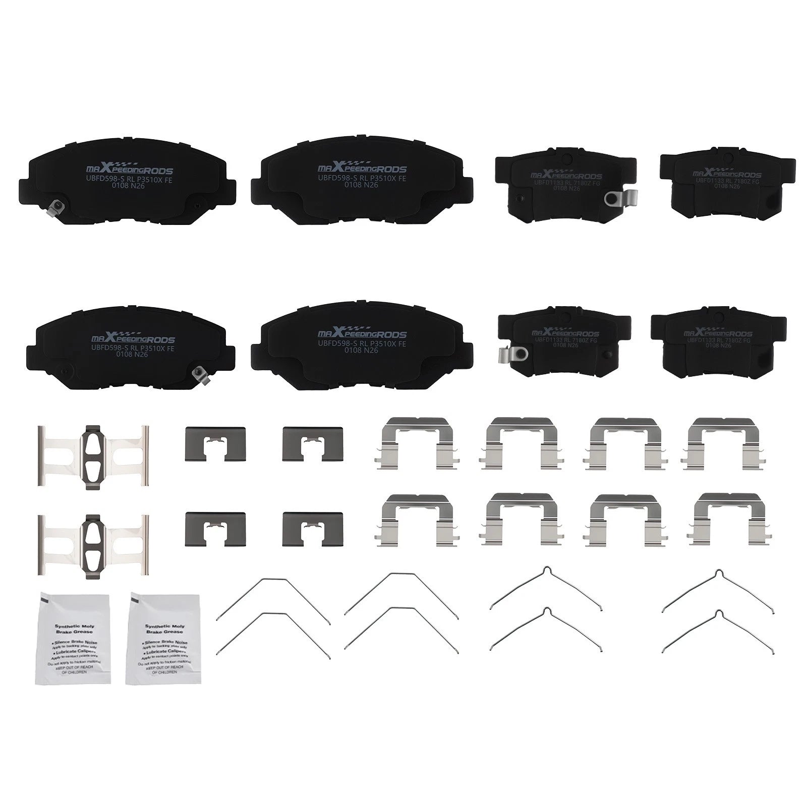 Set of 4 Front & Rear Brake Pads Kit for Honda Element CR-V (2002–2011) P914 P536