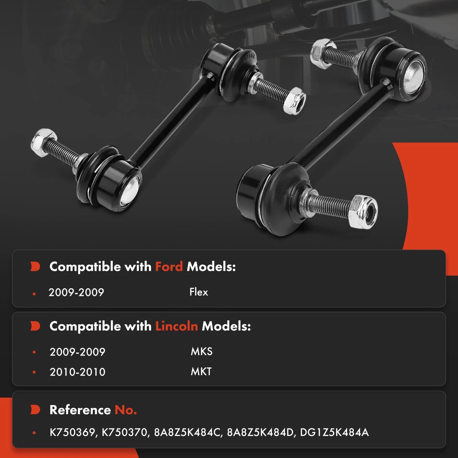 2X Rear Stabilizer Bar Link for Ford Flex Lincoln MKS (2009-2010)