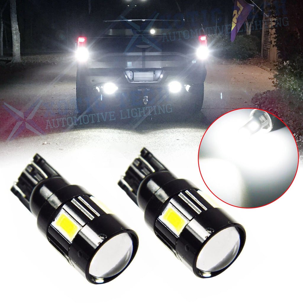 Pure White 6-SMD T10 194–921 Projector LED Backup Reverse Light Bulbs for Ford (2016–2022)