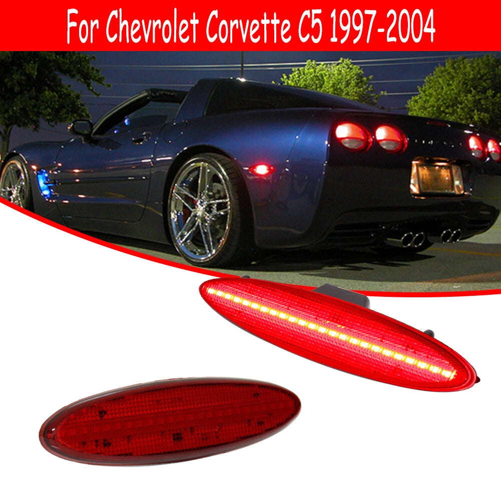 2X LED Side Marker Light for Chevrolet Corvette C5 (1997–2004) Red Lens