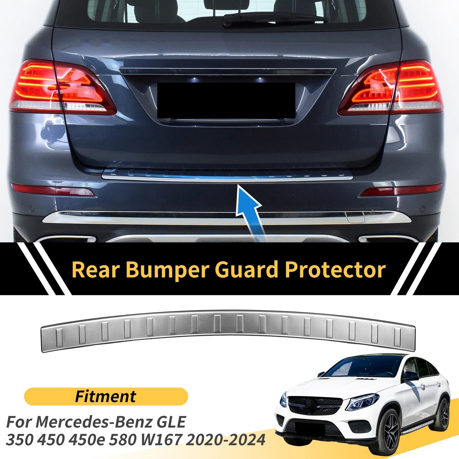 Bumper Guard for Mercedes-Benz GLE 350 450 450e 580 W167 (2020–2024) Silver Tone