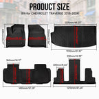 Set of 2 Black Floor Mats + Cargo Liner for Chevrolet Traverse (2018–2024)