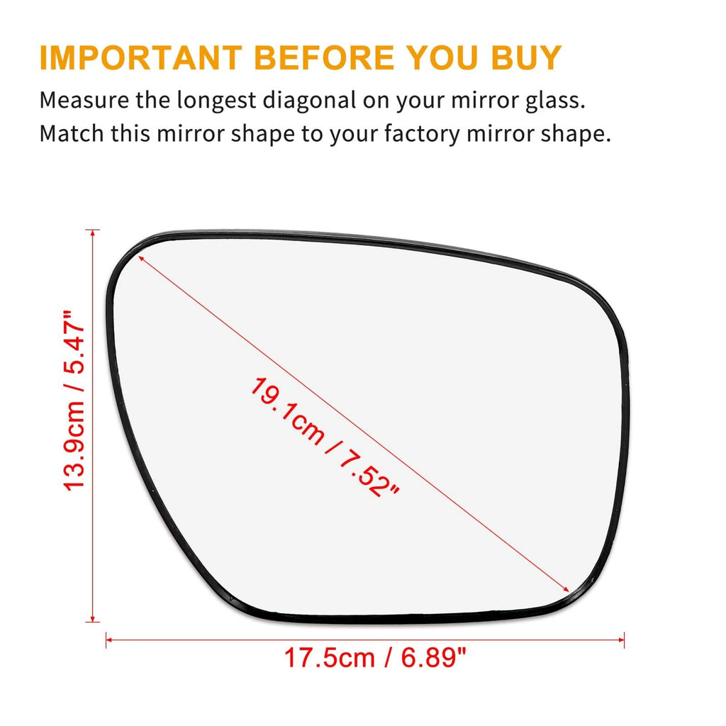Heated Right Side Mirror Glass with Backing for Mazda 5 CX-7 CX-9 (2006–2019)