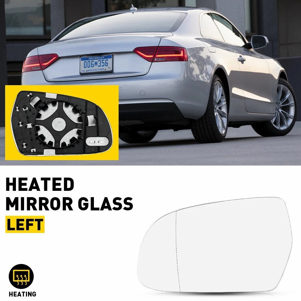 Heated Mirror Glass w/ Backing Left Side LH for Audi A5 A3 S5 A4 (2008–2017)