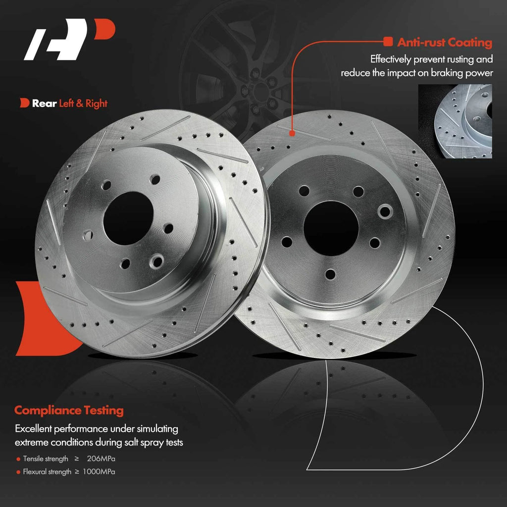 Rear Drilled Brake Rotors for Nissan 350Z, Infiniti G35 (2003–2008)