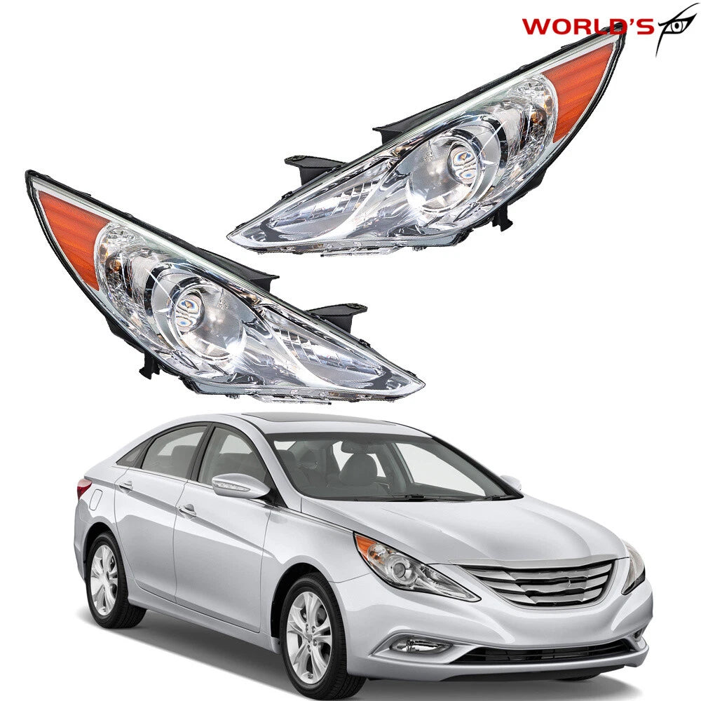 Chrome Housing Amber Corner Halogen Headlights for Hyundai Sonata (2011–2014)