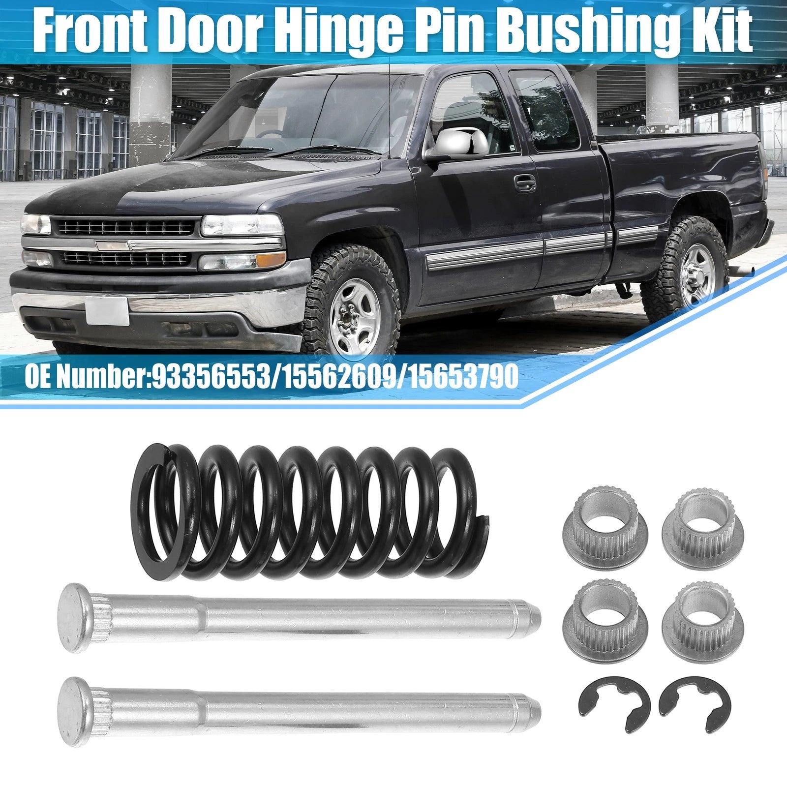 Set of 4 Door Hinge Pin and Spring with Bushing Repair Kit  