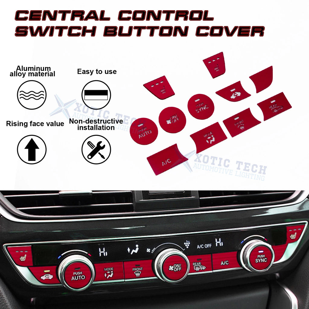 Red Aluminum Center Console Dashboard Switch Cover Trim for Honda Accord (2018-2022)