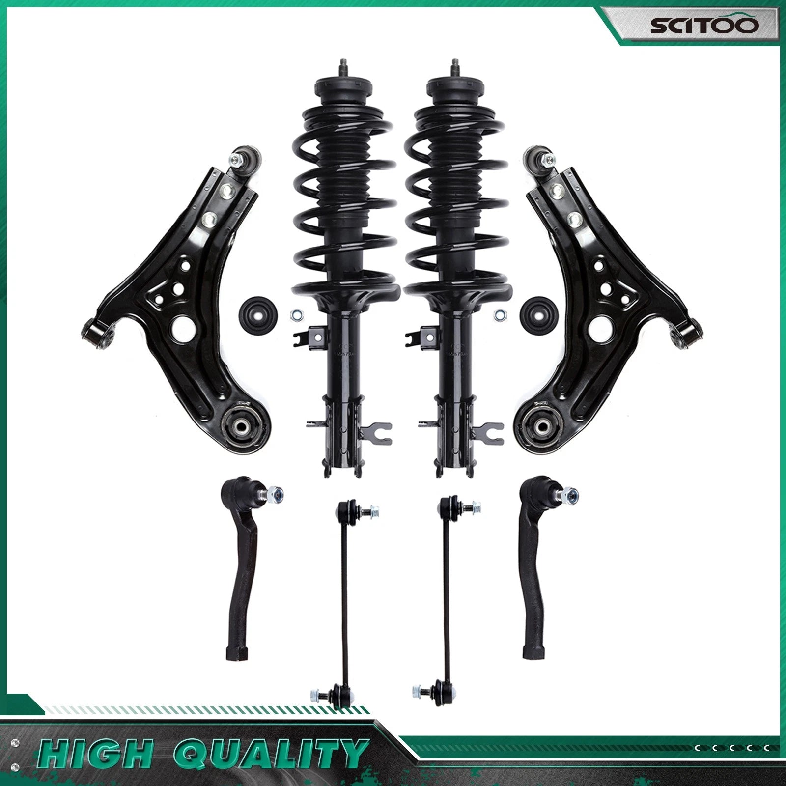 Set of 4 Front Struts Lower Control Arms Sway Bar Kit for Chevy Aveo/Aveo5/Pontiac G3 (2004–2011)