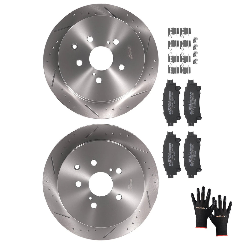 Rear Brake Rotors and Pads Kit for Toyota Highlander (2014–2019), Sienna (2011–2020)