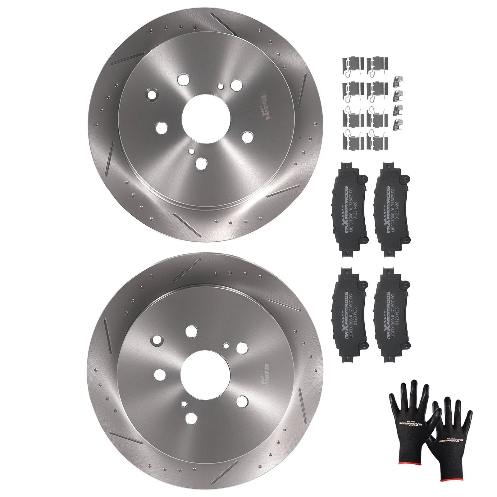 Rear Brake Rotors and Pads Kit for Toyota Highlander (2014–2019), Sienna (2011–2020)