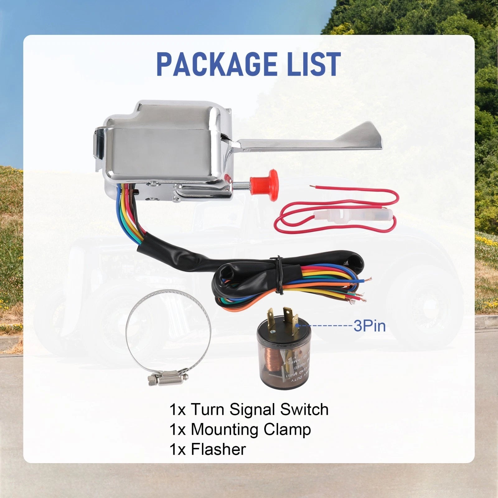 Turn Signal Switch with Flasher Chrome for Ford GM (Universal)