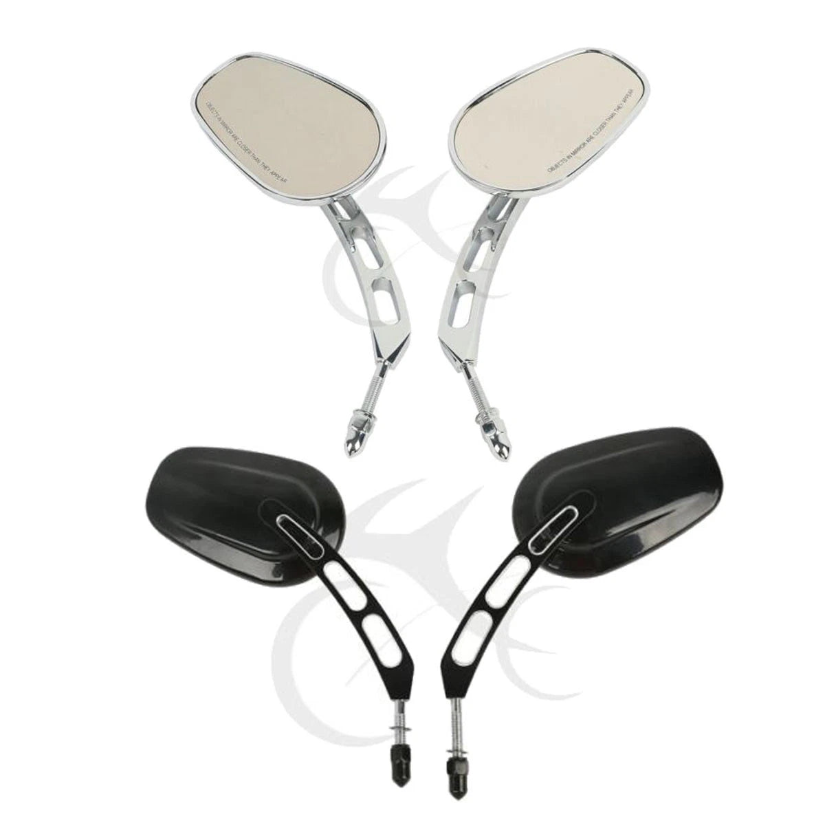 Set of 2 Black/Chrome 8mm Rearview Mirrors for Harley Fat Bob Softail Deluxe (2008–2016)