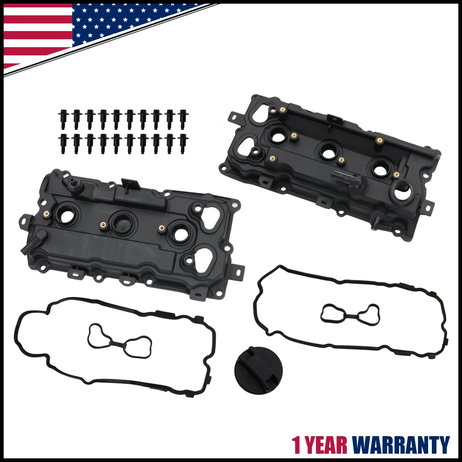 2Pcs Valve Cover w/Gasket for Nissan Maxima Murano Infiniti QX60 (2009–2020)