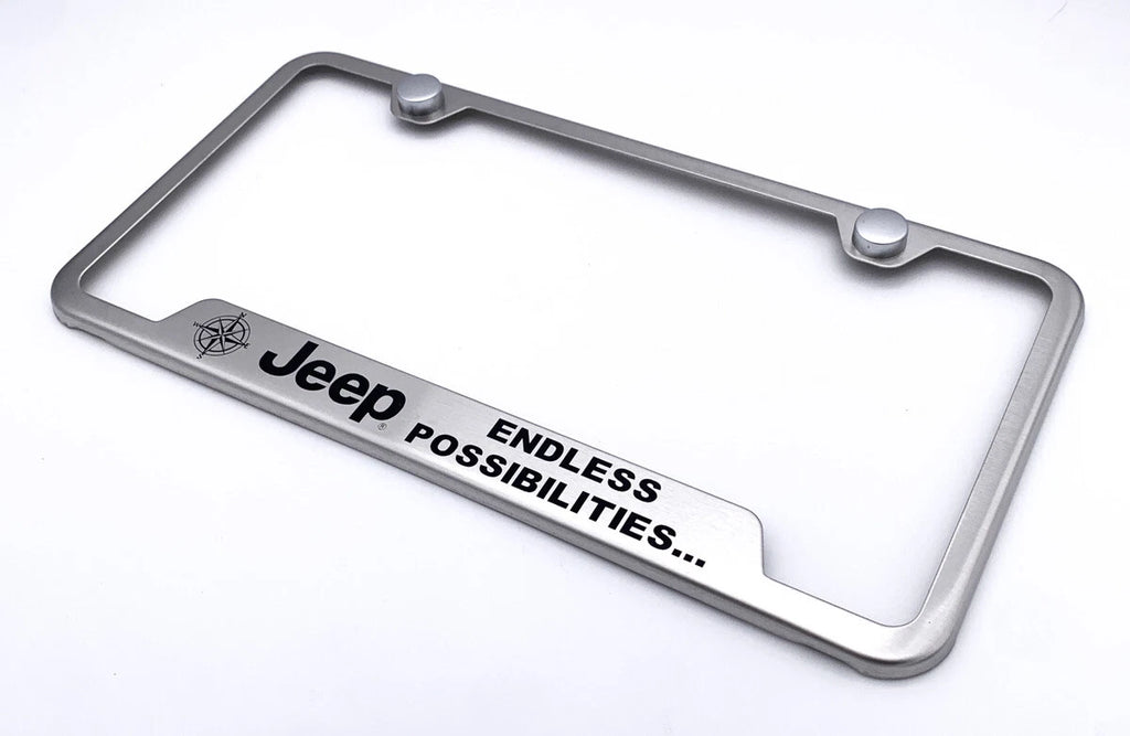 License Plate Frame Brushed Stainless for Jeep Wrangler (2007–2024)