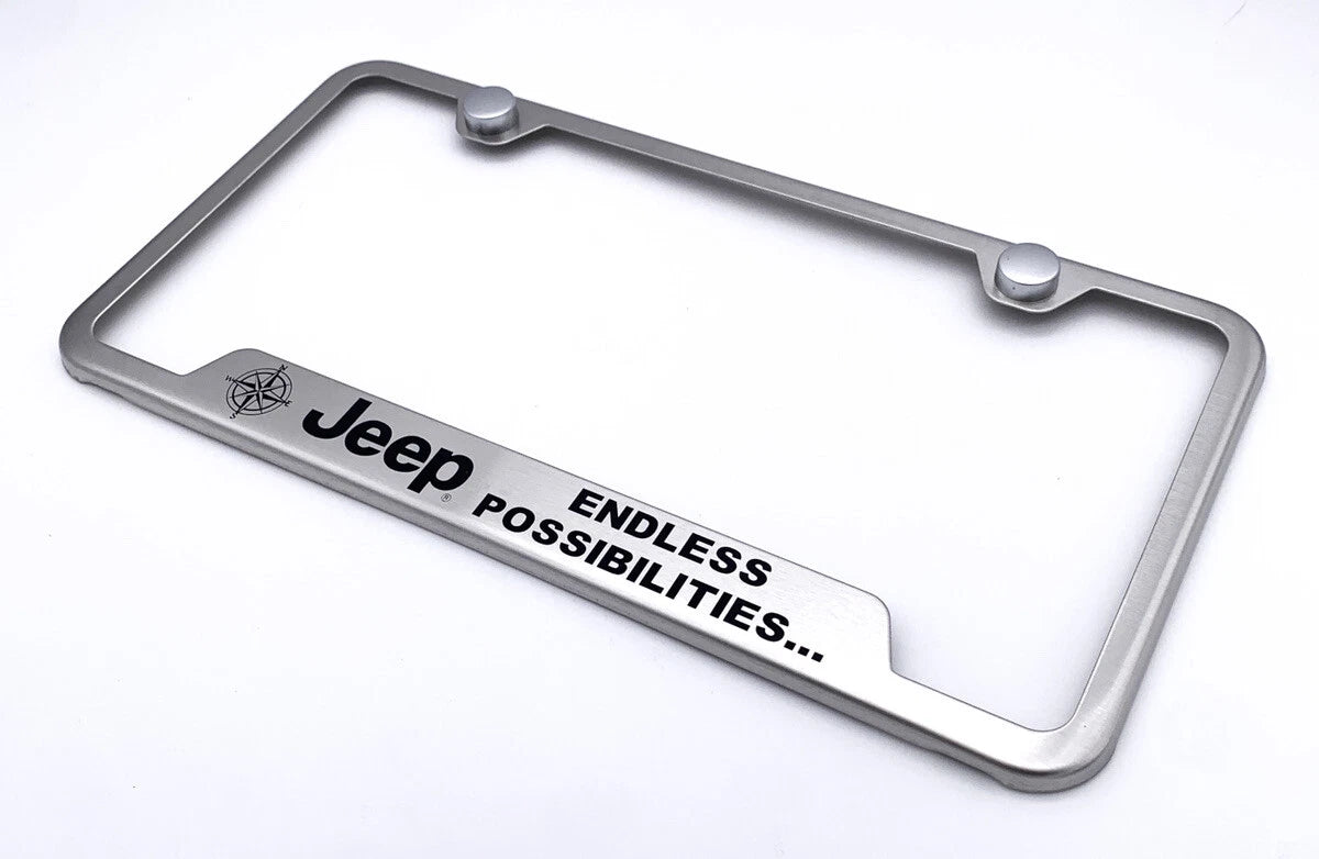 License Plate Frame Brushed Stainless for Jeep Wrangler (2007–2024)