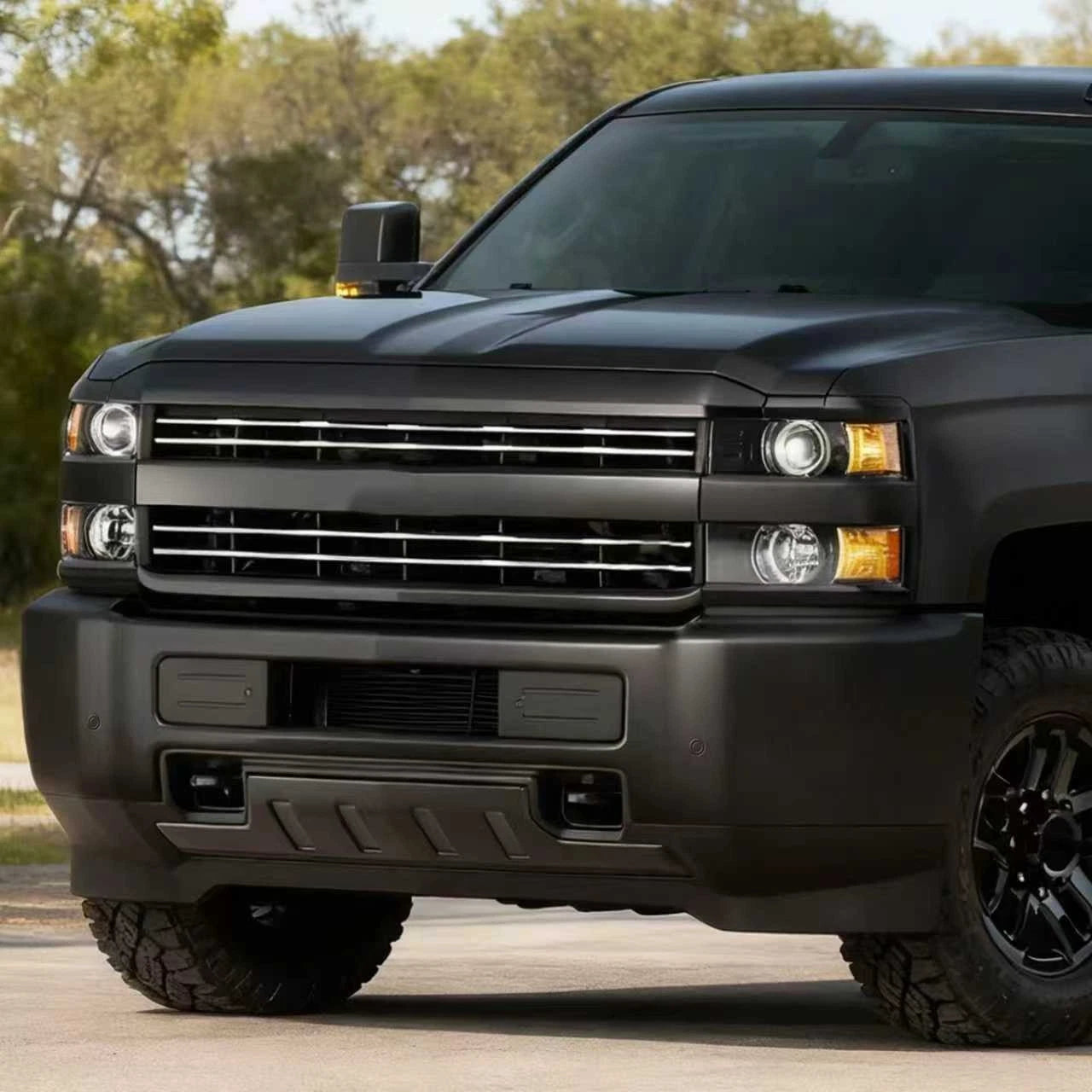Black Steel Front Bumper for Chevy Silverado 2500 3500HD (2015–2019)