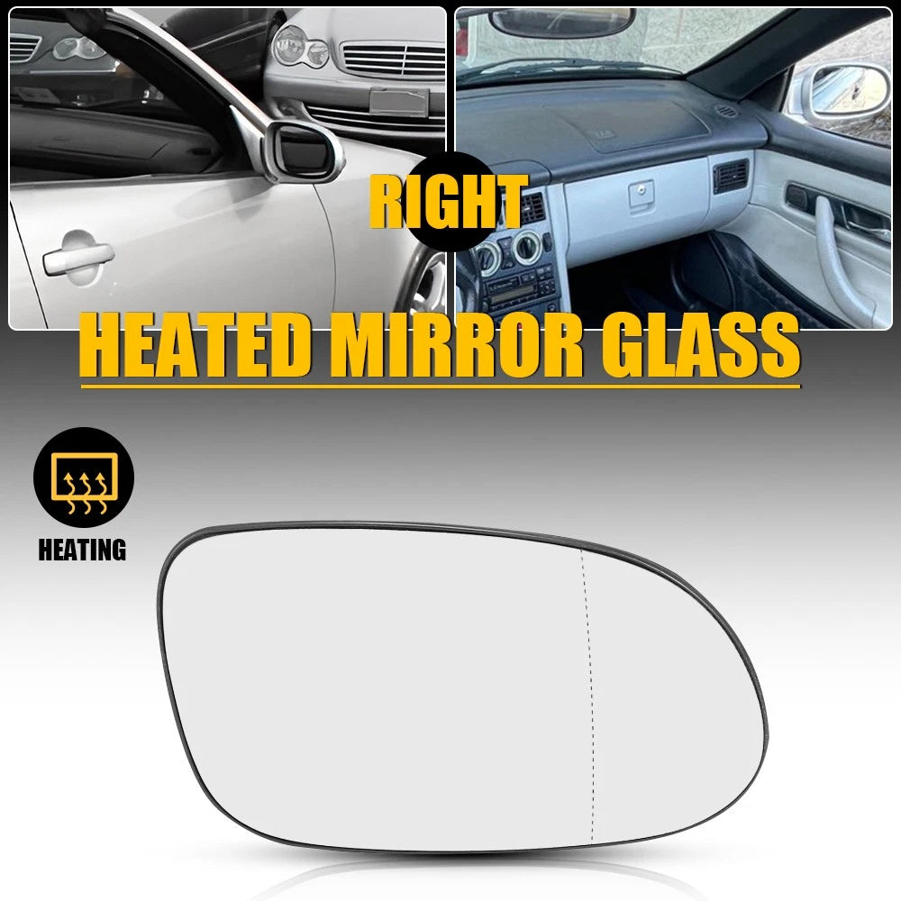 Heated Mirror Glass w/Backing Passenger Side RH for Mercedes-Benz CLK55 SLK320 (H)