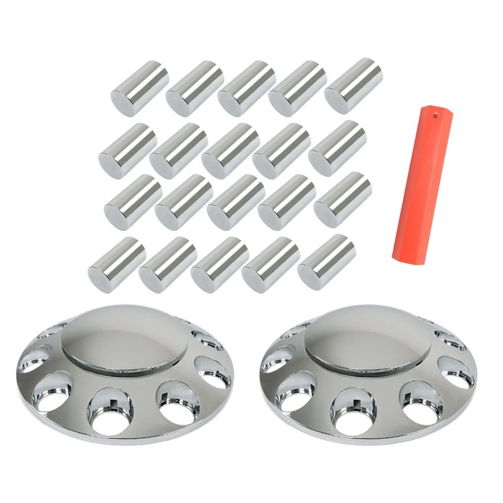 Chrome Hub Covers for Semi Truck (Fits 33mm Nut)