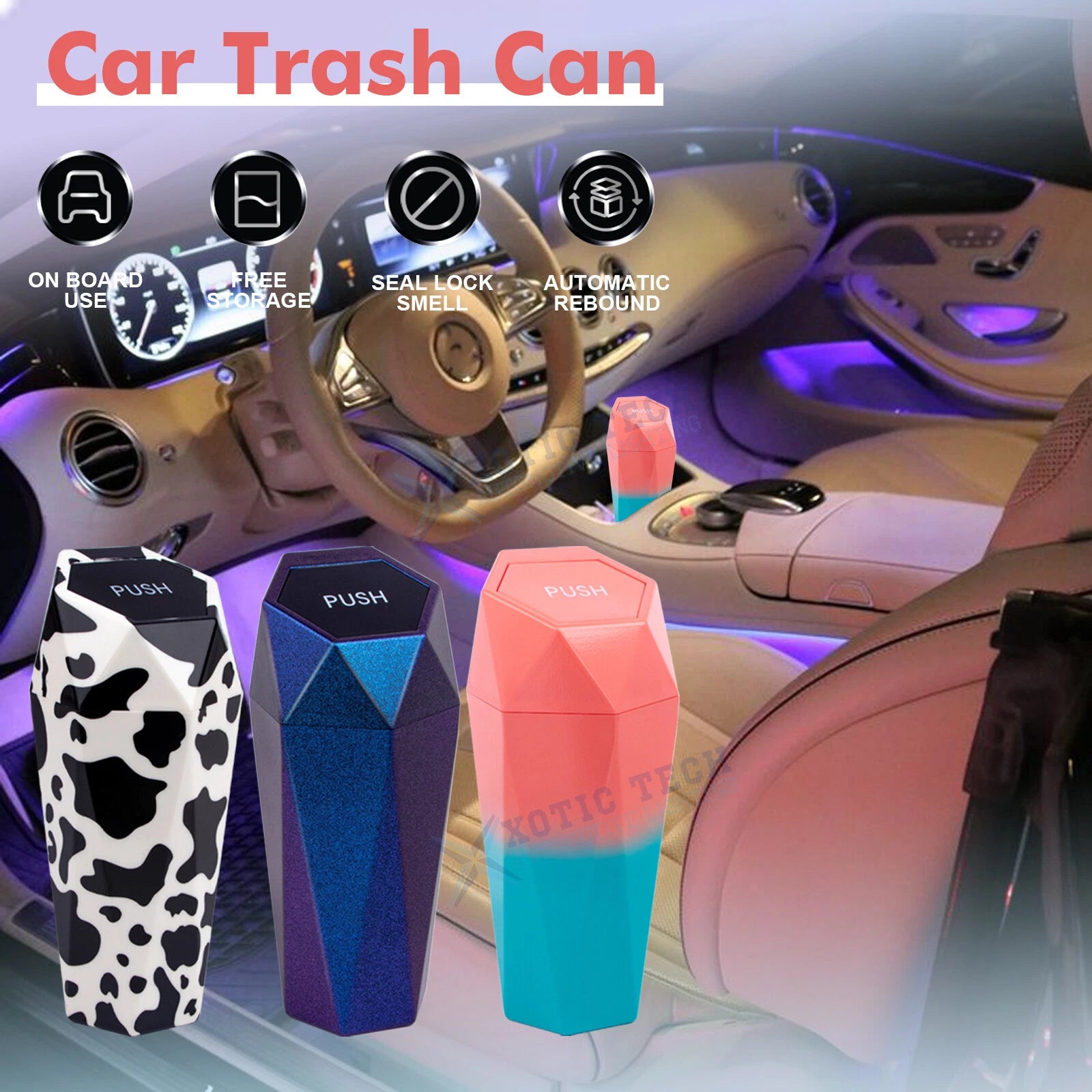 Luxury Automatic Trash Can for Car Front or Rear Cup Holder (2024-2024)