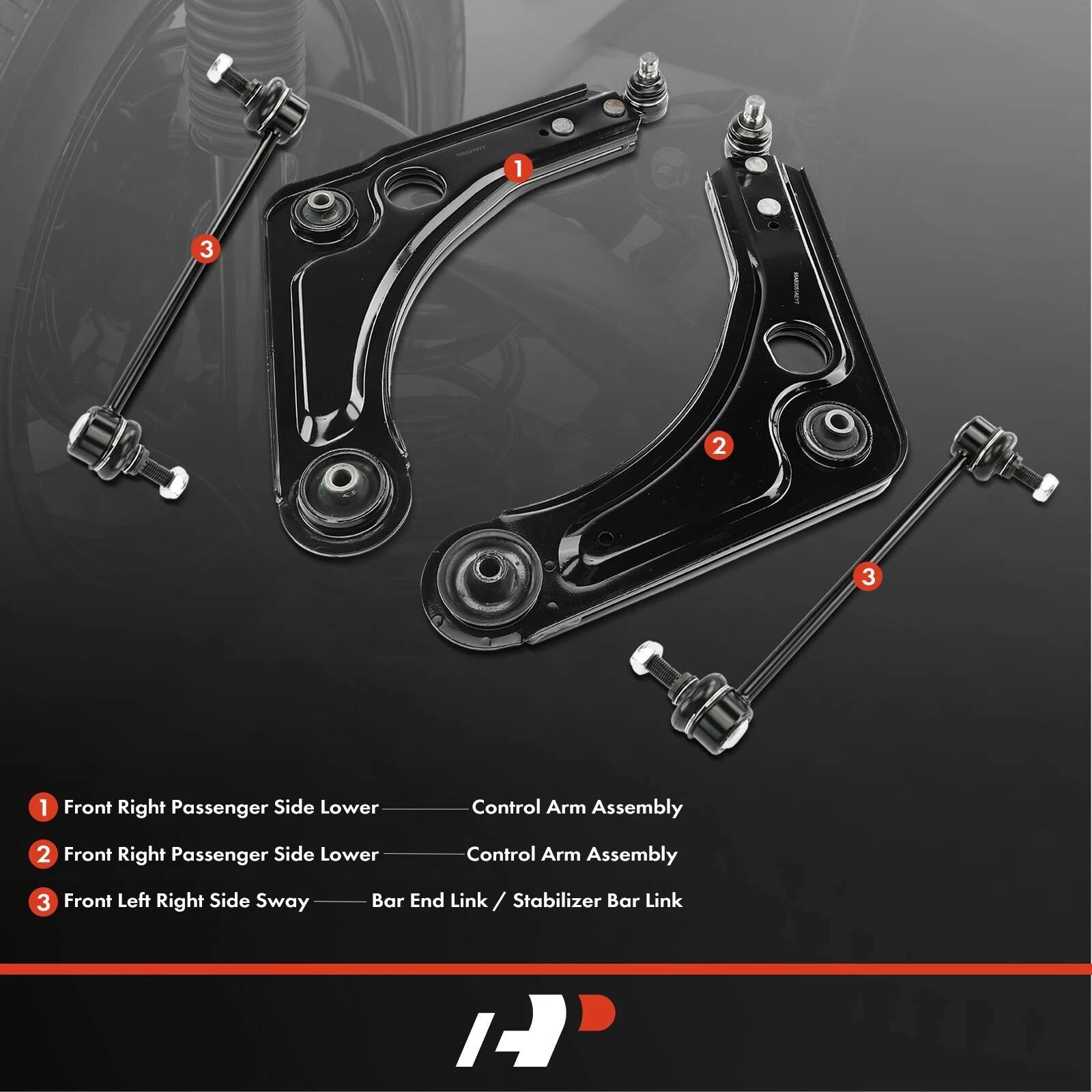 Set of 4 Front Control Arms with Ball Joints for Ford Escort (1991–1997)