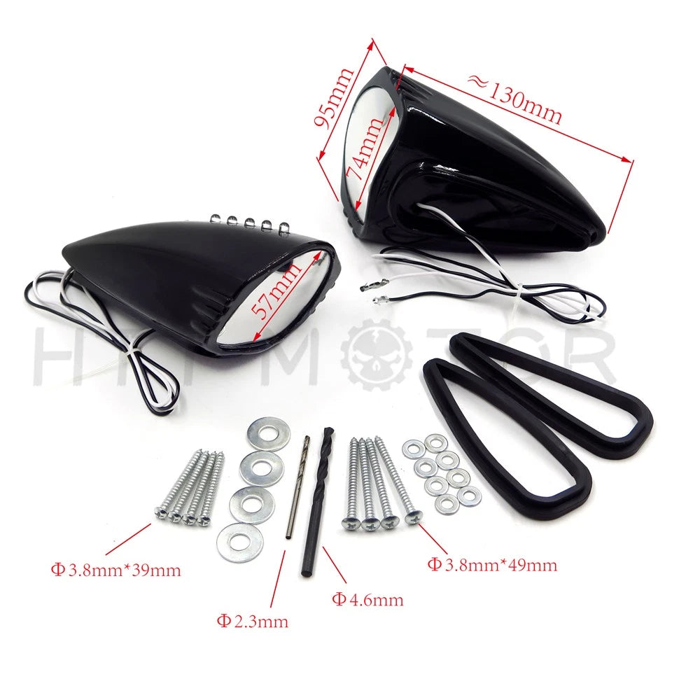 LED Side Mounted Rear View Mirrors for Suzuki Honda Kawasaki Yamaha (Bike)