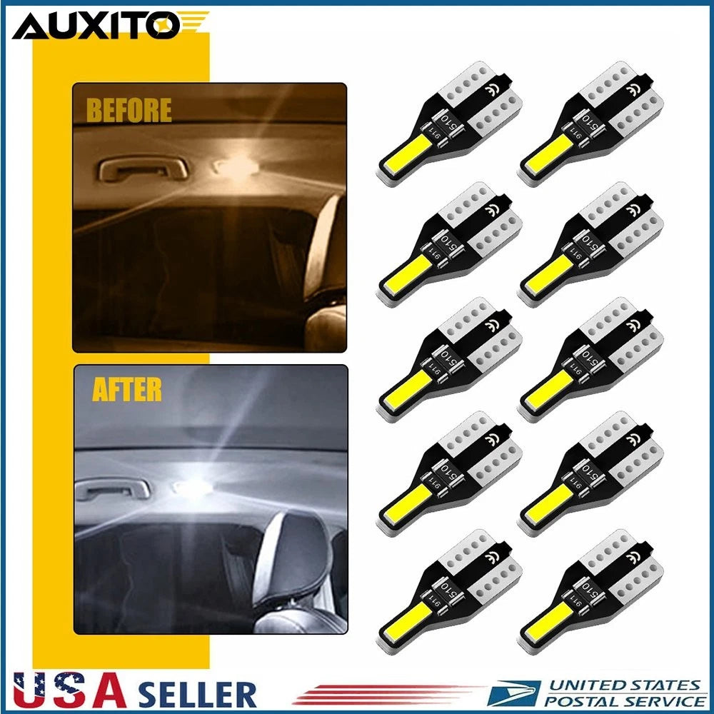 10Pcs White LED Dome Map License Light Bulb T10 2825 168 158 194