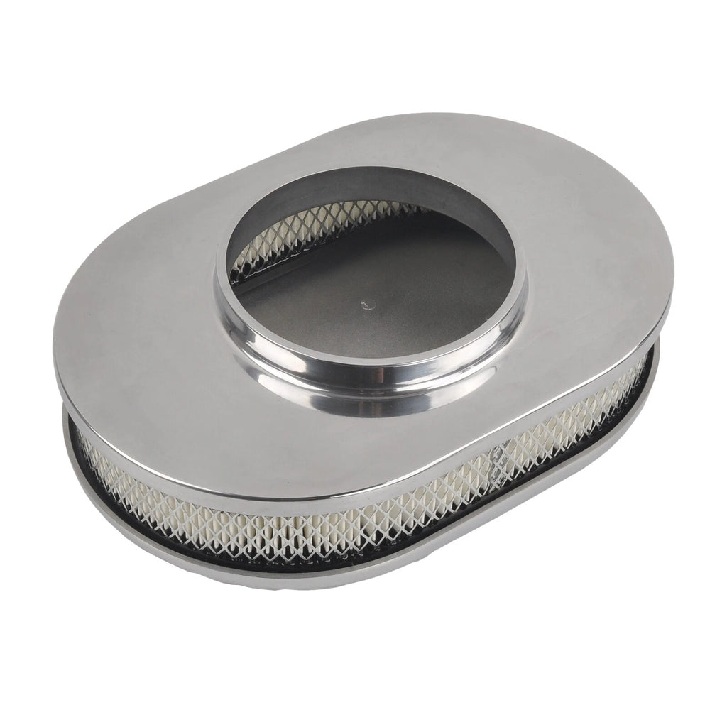 12" Oval Polished Aluminum Air Cleaner for Chevy Ford Mopar