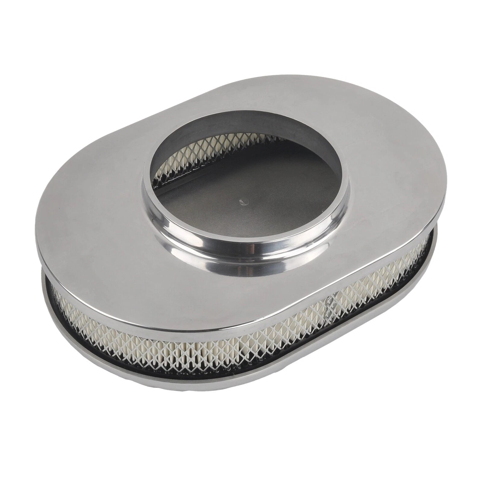12" Oval Polished Aluminum Air Cleaner for Chevy Ford Mopar