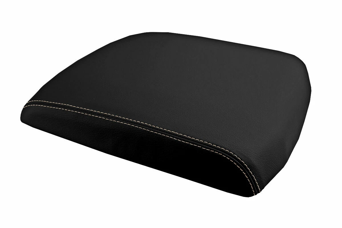 Leather Console Lid Armrest Cover for Dodge Ram (2009–2016) Beige Stitch